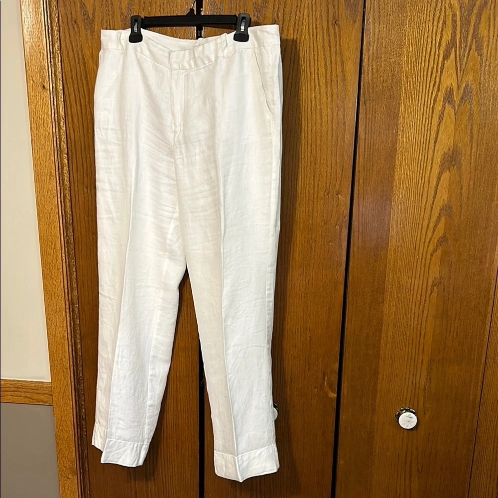 Coldwater Creek women white linen Pants size 16 - Picture 2 of 5